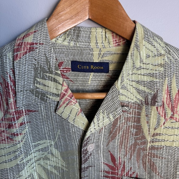Men's Linen Blend Tropical Button Short Sleeve Dad Shirt Small Vintage Club Room - Picture 6 of 14